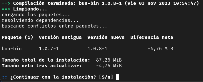 Ya disponible @bunjsproject 1.0.8 en @ArchlinuxEn