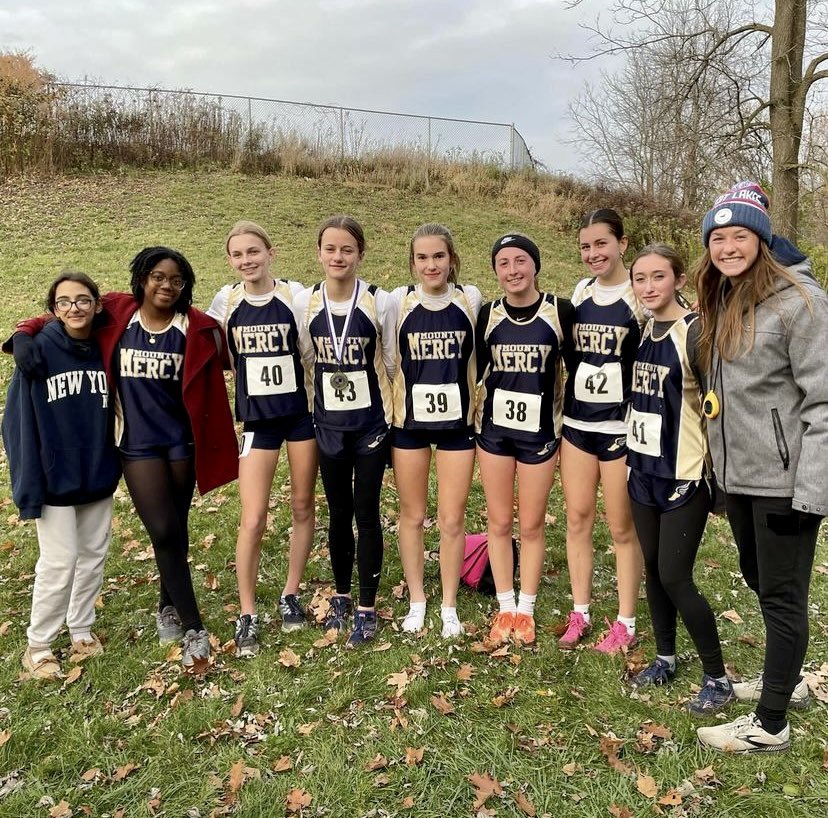mercy_athletics's tweet photo. EVERY athlete on Mercy’s Cross Country team had a PR at yesterday’s All Catholics meet! Congratulations to Lauren Seifert ‘27 who placed 6th, made the All Catholic team and qualified for States! Way to go, ladies! 
#mercymagic
#mercycrosscountry https://t.co/c7LzRZwHWq