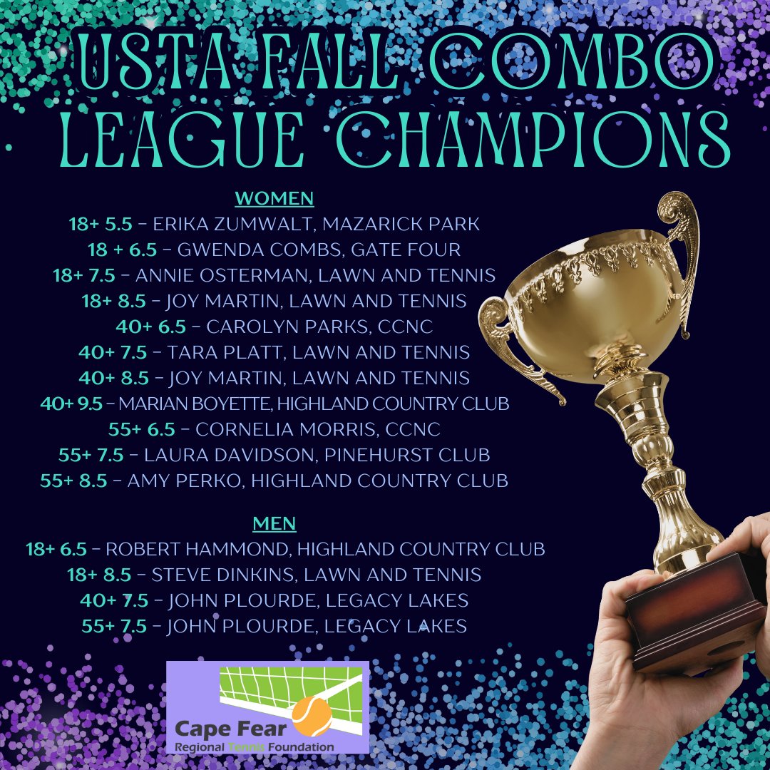 CFRTennisFDN's tweet photo. Congratulations to our 2023 Sandhill USTA Fall Combo League Champions! https://t.co/tJTCNhWh82
