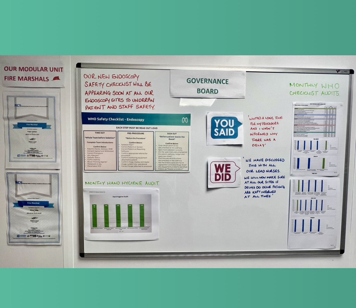 TeenRoberrts's tweet photo. Our brand new π€©#Governance board is now live and populated with our Blackpool Modular #Endoscopyunit.
The senior #clinicalteam decided if would be a great idea to showcase all our monthly #audits within the board.
#governance #patientsafety #patientexperience https://t.co/2lNNiFhK9T