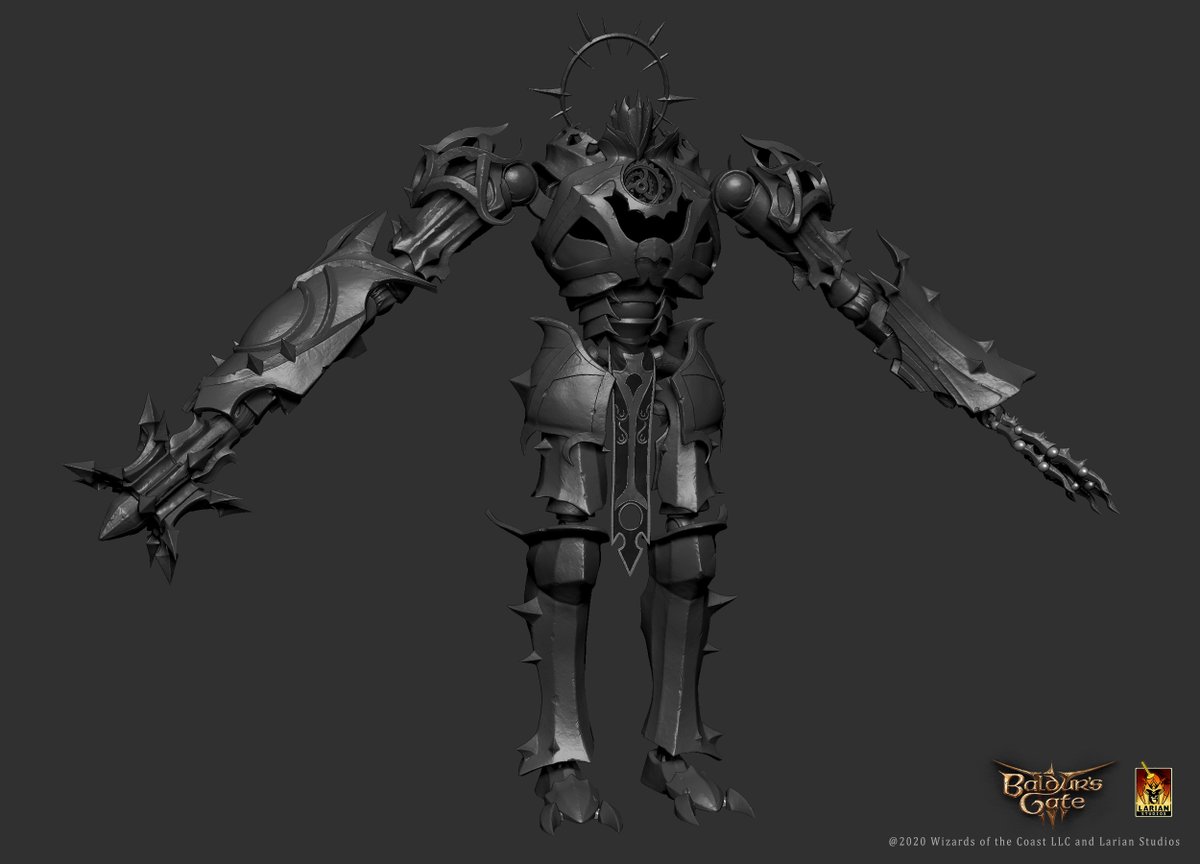 GinoKolling's tweet photo. Some ZBrush screenshots for this one. First 'mech' I made for Baldur's Gate 3. 

If you look closely there's a keyhole in the back, I thought it would be a nice way to turn on the engine like a car, that just runs forever 😊

.

#BaldursGate3 #baldursgate #adamantine #robot #3dart #digitalart #3dartist #3dmodel #3d #zbrush #golem #dnd #dungeonsanddragons #digitalsculpting #digitalartist #3dmodeler #maxon #rpg #fantasy #mecha #mech #hardsurface #bg3