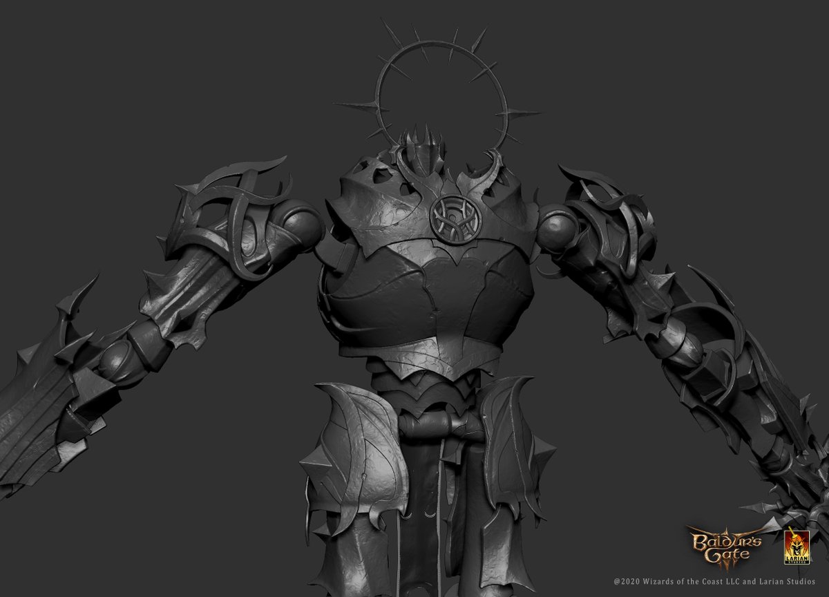 GinoKolling's tweet photo. Some ZBrush screenshots for this one. First 'mech' I made for Baldur's Gate 3. 

If you look closely there's a keyhole in the back, I thought it would be a nice way to turn on the engine like a car, that just runs forever 😊

.

#BaldursGate3 #baldursgate #adamantine #robot #3dart #digitalart #3dartist #3dmodel #3d #zbrush #golem #dnd #dungeonsanddragons #digitalsculpting #digitalartist #3dmodeler #maxon #rpg #fantasy #mecha #mech #hardsurface #bg3