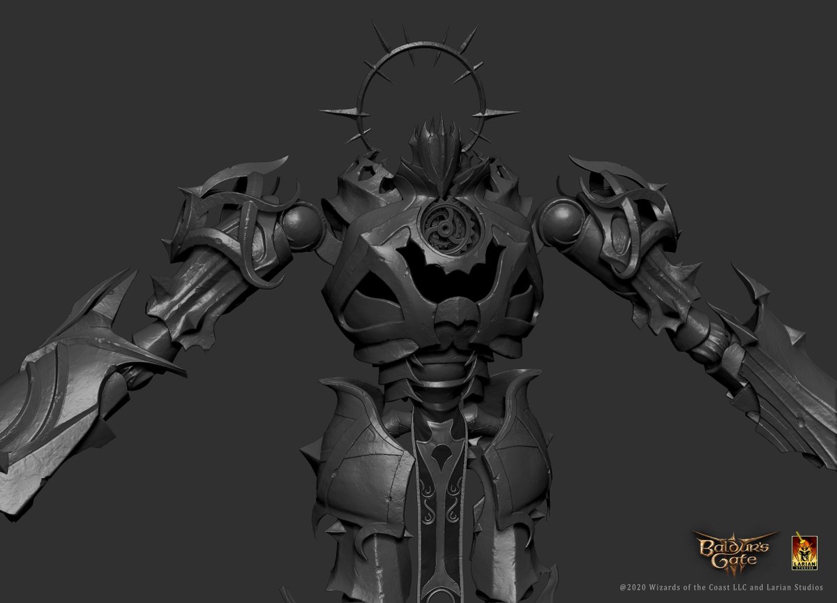 GinoKolling's tweet photo. Some ZBrush screenshots for this one. First 'mech' I made for Baldur's Gate 3. 

If you look closely there's a keyhole in the back, I thought it would be a nice way to turn on the engine like a car, that just runs forever 😊

.

#BaldursGate3 #baldursgate #adamantine #robot #3dart #digitalart #3dartist #3dmodel #3d #zbrush #golem #dnd #dungeonsanddragons #digitalsculpting #digitalartist #3dmodeler #maxon #rpg #fantasy #mecha #mech #hardsurface #bg3