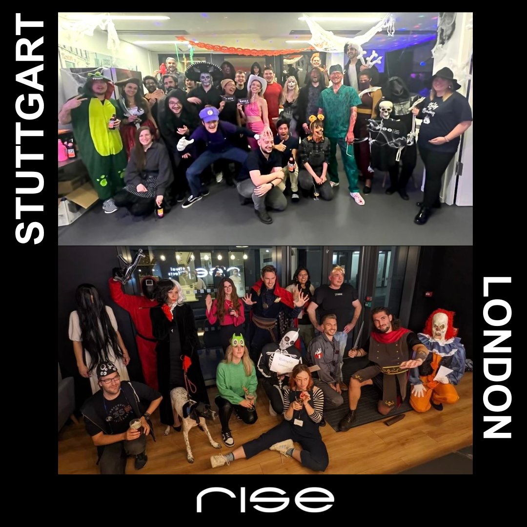 RISE Stuttgart and RISE London took Halloween celebration very personally this year!

Write in the comments which team had the best costumes 🦇🎃

For job applications, here is the way to go: jobs.risefx.com

Have a lovely weekend!
RISE 🖤