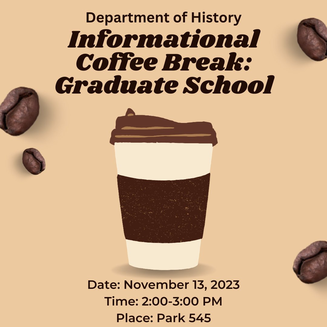 UB History (@ub_history) on Twitter photo 📣Upcoming Event: Informational Coffee Break: Graduate School!
Join us on Nov. 13th at 2 pm in Park 545 to learn about finding the graduate school right for you and applying.
#UBuffalo 📣Upcoming Event: Informational Coffee Break: Graduate School!
Join us on Nov. 13th at 2 pm in Park 545 to learn about finding the graduate school right for you and applying.
#UBuffalo