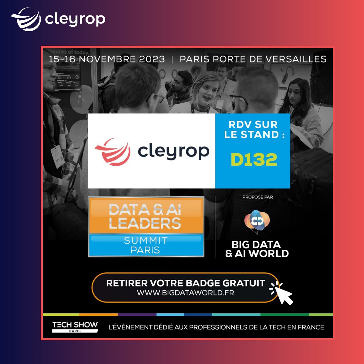 Rdv à #CloudExpoEurope Paris le 15 & 16 novembre !
Découvrez notre plateforme Data souveraine au stand #D132, explorez le #lowcode/#nocode & l'#IA générative.  
Ne manquez pas notre talk sur l'IA générative B2B #Ogma, avec CEA-List & partenaires.
Details 👉bigdataworld.fr/news/rencontre…