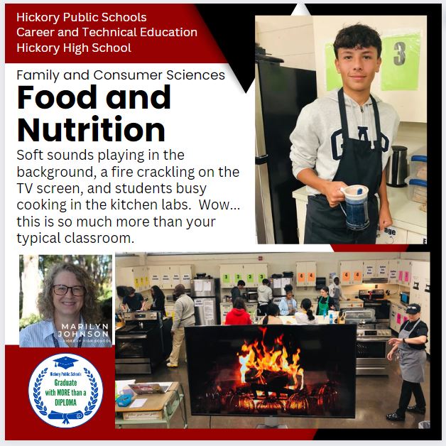 Derr-Littman at HPS (@jdlathps) on Twitter photo 😎Wow... so much more than a typical school classroom. Soft sounds playing in the background, a warm crackling fire displayed on the TV screen, and students busy in the kitchen.
<a href="/hickoryschools/">Hickory City Schools</a> @HickoryCTE <a href="/KarenBoyles1/">Karen Boyles, NW CTE Regional Coordinator, NCDPI</a> @Ctefornc
#CTEforNC
#foodies #calm #engagedstudents 😎Wow... so much more than a typical school classroom. Soft sounds playing in the background, a warm crackling fire displayed on the TV screen, and students busy in the kitchen.
<a href="/hickoryschools/">Hickory City Schools</a> @HickoryCTE <a href="/KarenBoyles1/">Karen Boyles, NW CTE Regional Coordinator, NCDPI</a> @Ctefornc
#CTEforNC
#foodies #calm #engagedstudents