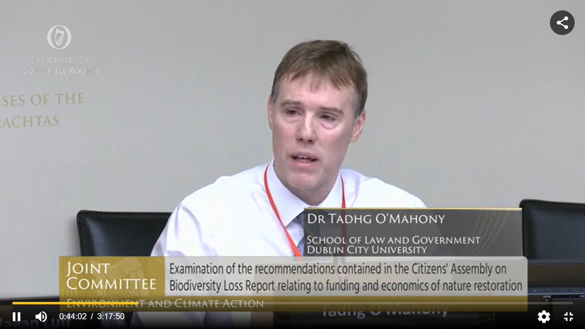 🗣️ Last week, <a href="/DCU/">Dublin City University</a>'s <a href="/tadhgoma/">Tadhg O'Mahony 🇺🇦🤝🌱</a> presented evidence and testimony to the <a href="/OireachtasNews/">Houses of the Oireachtas - Tithe an Oireachtais</a> Joint Committee on Environment and Climate Action 

🌿Tadhg's contribution came as part of a session on biodiversity loss and nature restoration