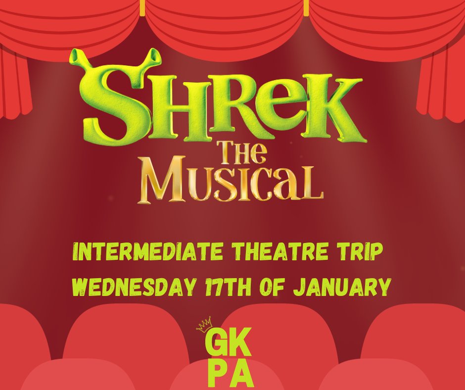 Our intermediate students will be going to see Shrek the Musical! We are so excited! Check your Emails for all the info!💚