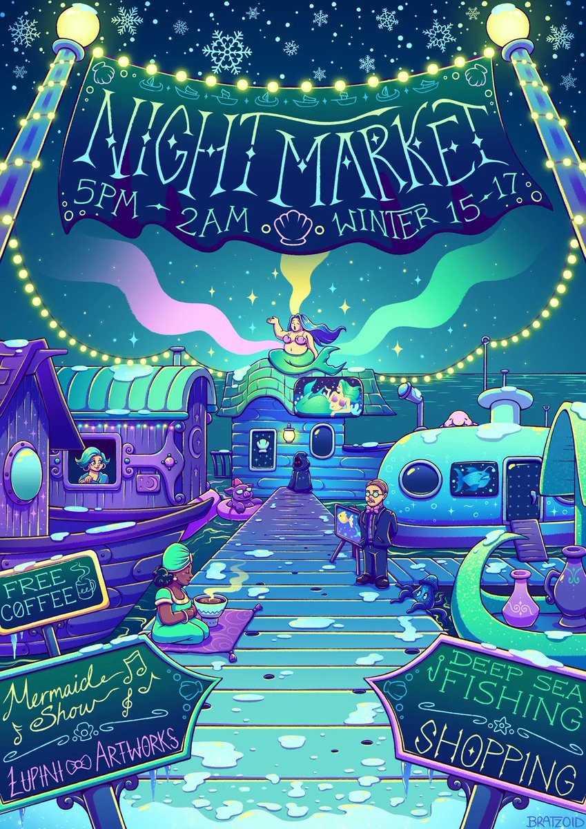 My Night Market poster design! This makes 3 event posters for 3 seasons, one more to go :)

posted by u/Bratzoid. Post url: shorturl.at/ivYZ0 #StardewValley #Stardew