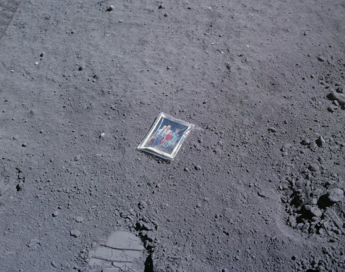 On April 20, 1972, Apollo 16 astronaut Charles Duke took his first steps on the Moon. 

While there, he left this portrait of his family on the lunar regolith and snapped a photo to show his wife and two sons. #ArchivesFamilyPhotos #ArchivesHashtagParty