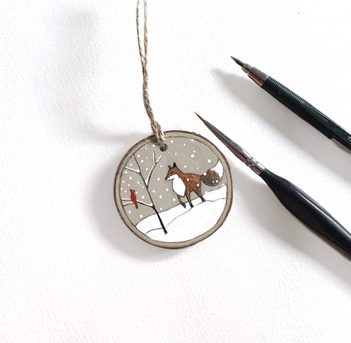 New ornament designs heading your way! 
If you’ve already placed a custom order, they’ll be ready soon ☃️ #ornament #christmas #art #fox #heirloom