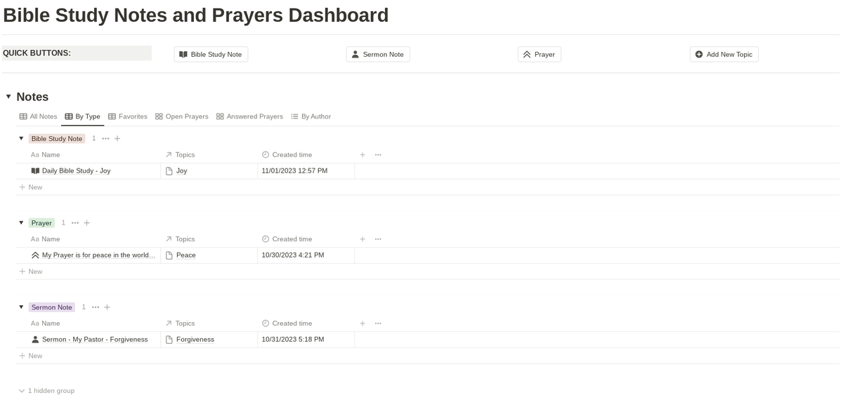 Well, I finally published my first Notion template!  If you're looking for a simple, easy to use Bible study and prayer note taking system that organizes your notes by topic, look no further!  Get it now! #bible #notion changedbynotion.gumroad.com/l/wocfrr