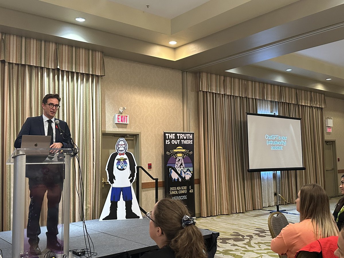 MmeAmandaGreen's tweet image. “Chat GPT is your (untrustworthy) assistant” - @riskindan 
#atasc2023 @ATASciCouncil