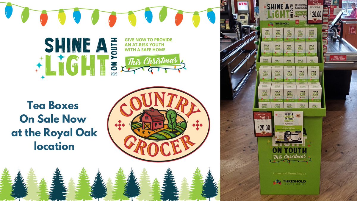 The Shine a Light on Youth campaign has started, and we are excited to announce our teas are stocked and ready for purchase at the Royal Oak location of Country Grocer. Stop by their store to pick up a box today!

#ShineaLight #YouthHomelessness #EndYouthHomelessness #GiveHope