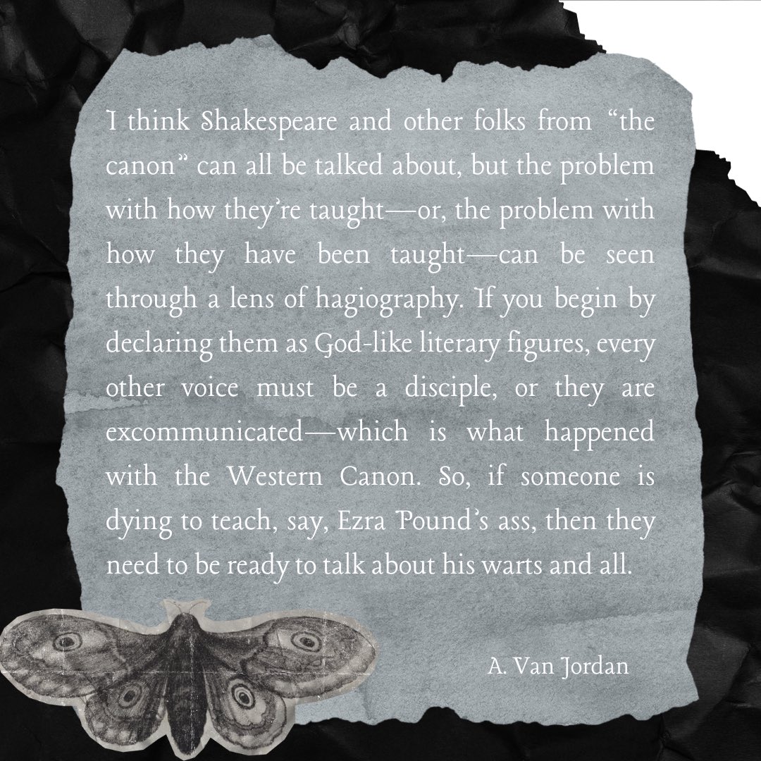 Our Poetry Editor interviewed prolific writer A. Van Jordan to discuss his latest collection, When I Waked, I Cried to Dream Again. They talk Baraka, their shared love of cinema, and Shakespeare.

southeastreview.org/single-post/an…