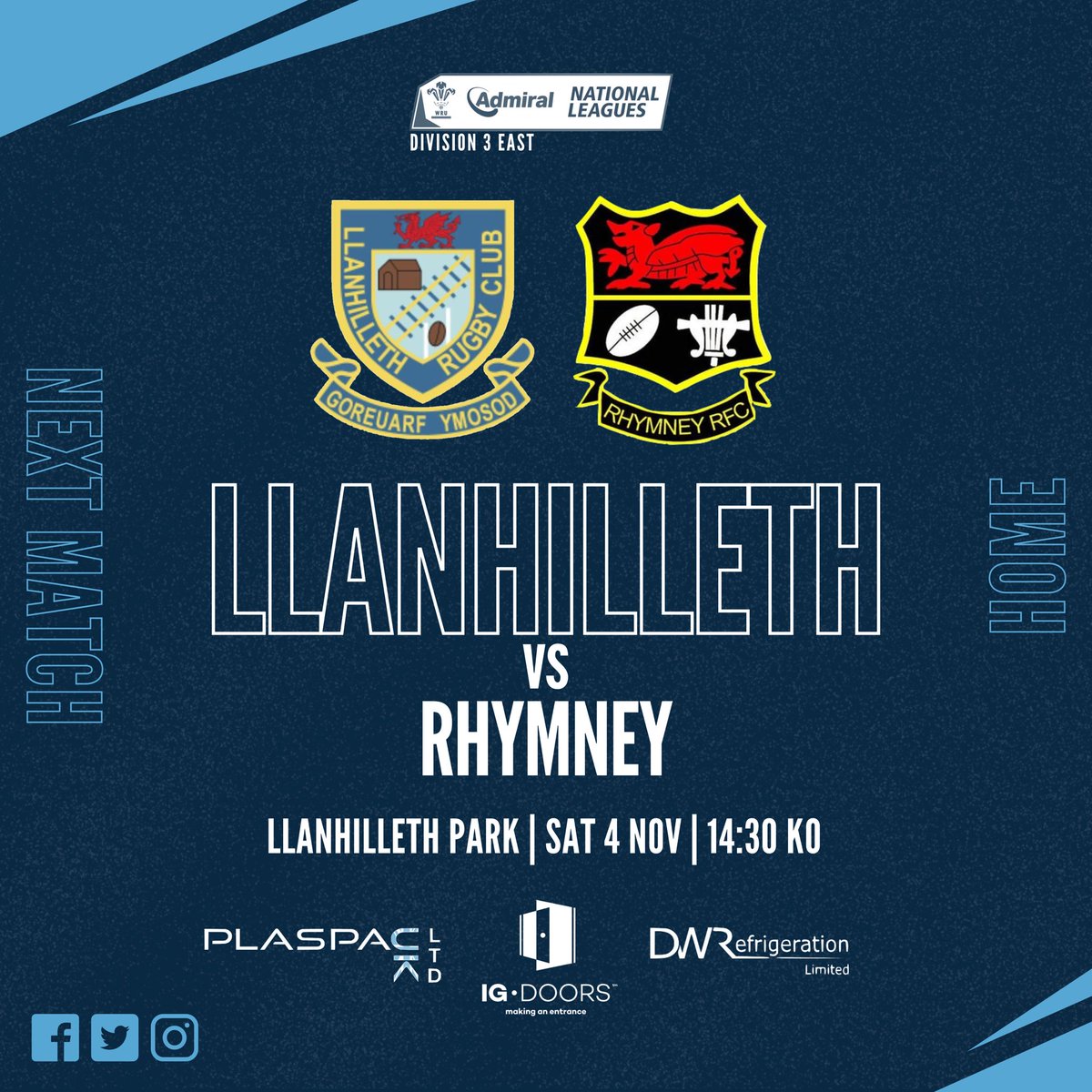 NEXT MATCH | We return to league action tomorrow afternoon as we welcome <a href="/rhymneyrfc/">⚫️🔴 Rhymney Rugby Club 🔴⚫️</a> to the Park🏉

#rhinos 🦏