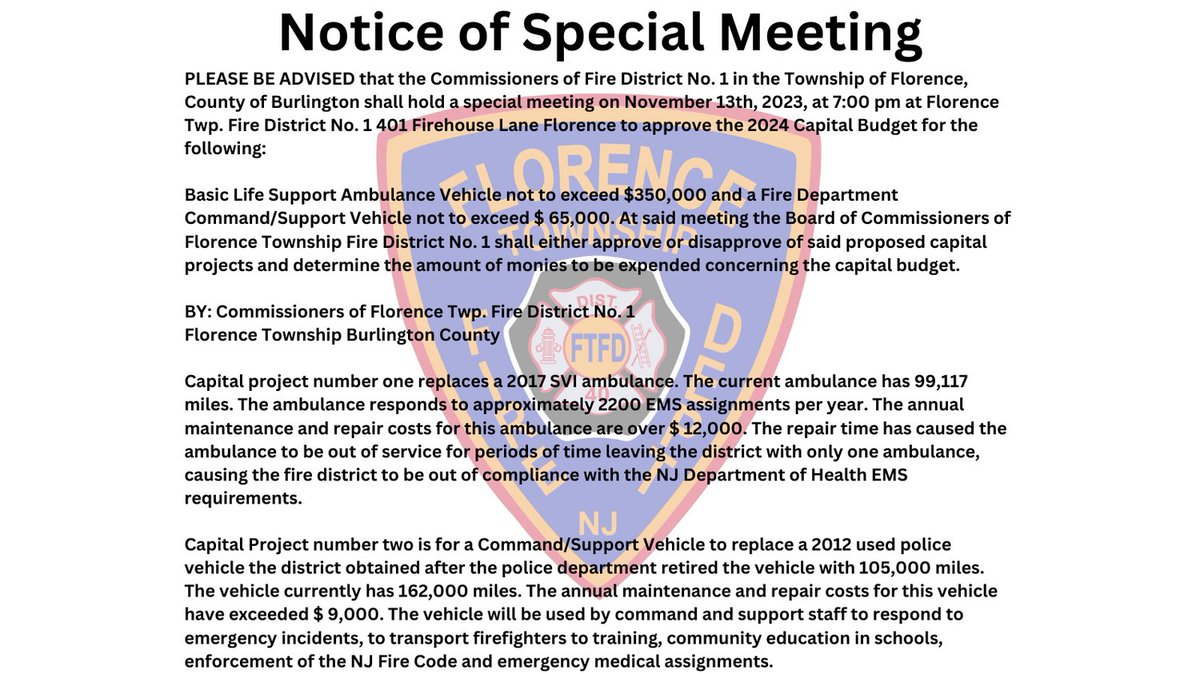 This is a special meeting announcement. Come out and get informed!