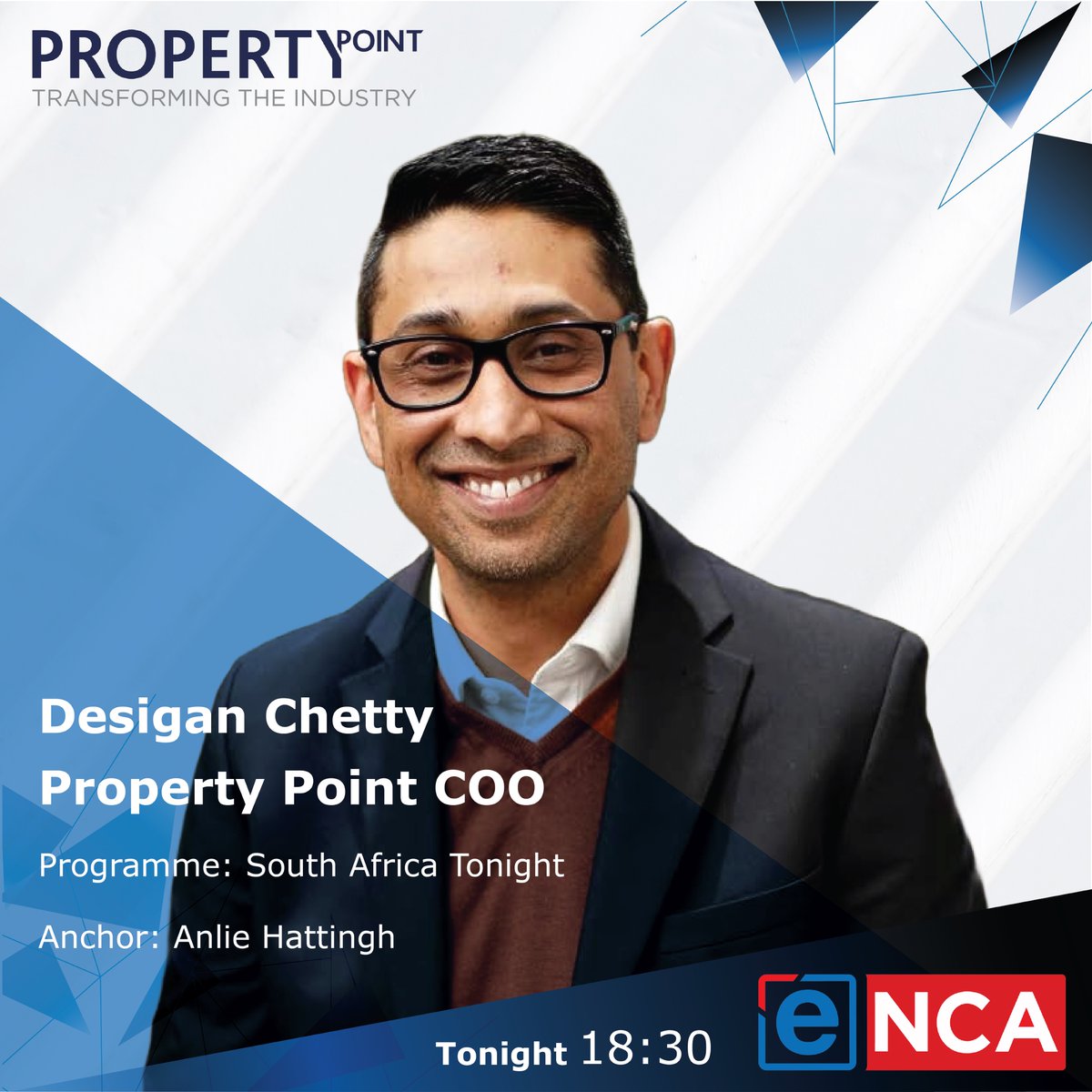 PropPoint's tweet photo. Desigan Chetty, Property Point's Chief Operations Officer (COO), will be a guest on the South Africa Tonight show with Anlie Hattingh to discuss Finance Minister Enoch Godongwana's Medium-Term Budget Policy Statement (MTBPS) and what it means for SMMEs. #Propertypoint https://t.co/niTHOjM06V