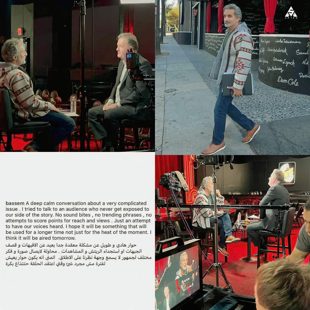 Dubriye20's tweet photo. The best interview I ever watched&amp; I never felt the time, @Byoussef was born on March21,1974, is an exceptionally talented Egyptian comedian,writer, producer, surgeon, doctor, media critic,&amp;television host, Thank you Bassem for your clarification on the Palestine &amp;Israeli history https://t.co/ZE09aKBfNg