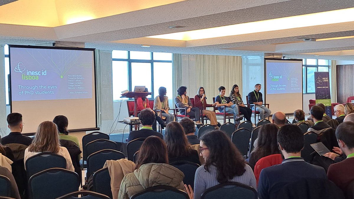 InescID's tweet photo. "Through the eyes of Ph.D. students", discussion panel with #INESCID Ph.D. candidates. A great opportunity for students to share their experience at #INESCID and leave their inputs on what can be done to improve their experience! https://t.co/2XTujsVuSM