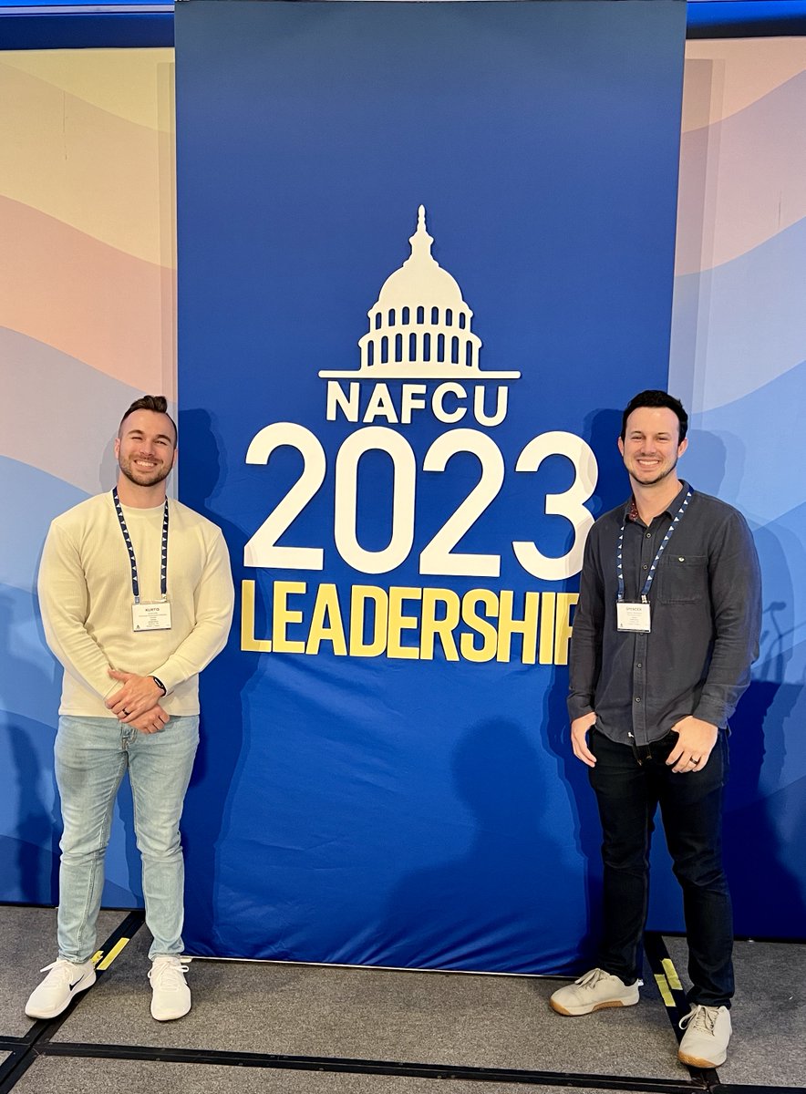 canopycu's tweet photo. A couple of our inspiring #TeamCanopy leaders recently returned from the 2023 NAFCU Leadership conference. Kurtis and Spencer spent a the week collaborating with credit unions from across the country, making strong connections and leveling up their skills. https://t.co/1ISD2HOzCL