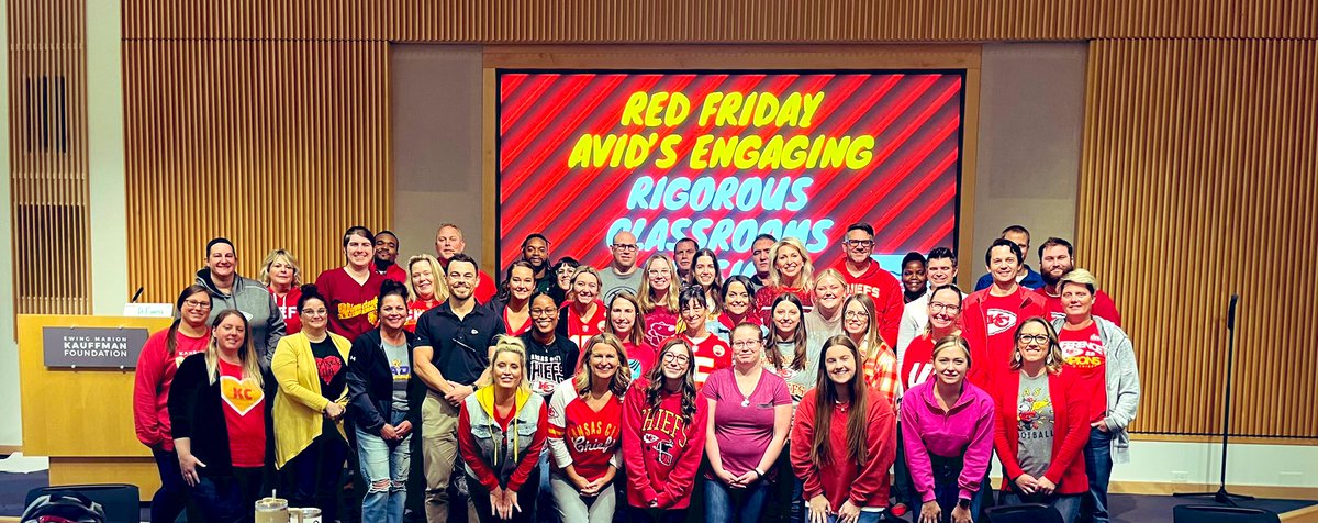 This group understood the @Chiefs Red Friday assignment spirit day!Love facilitating for @AVID4College in my hometown!what an awesome group! ❤️#thisisAVID #redfriday