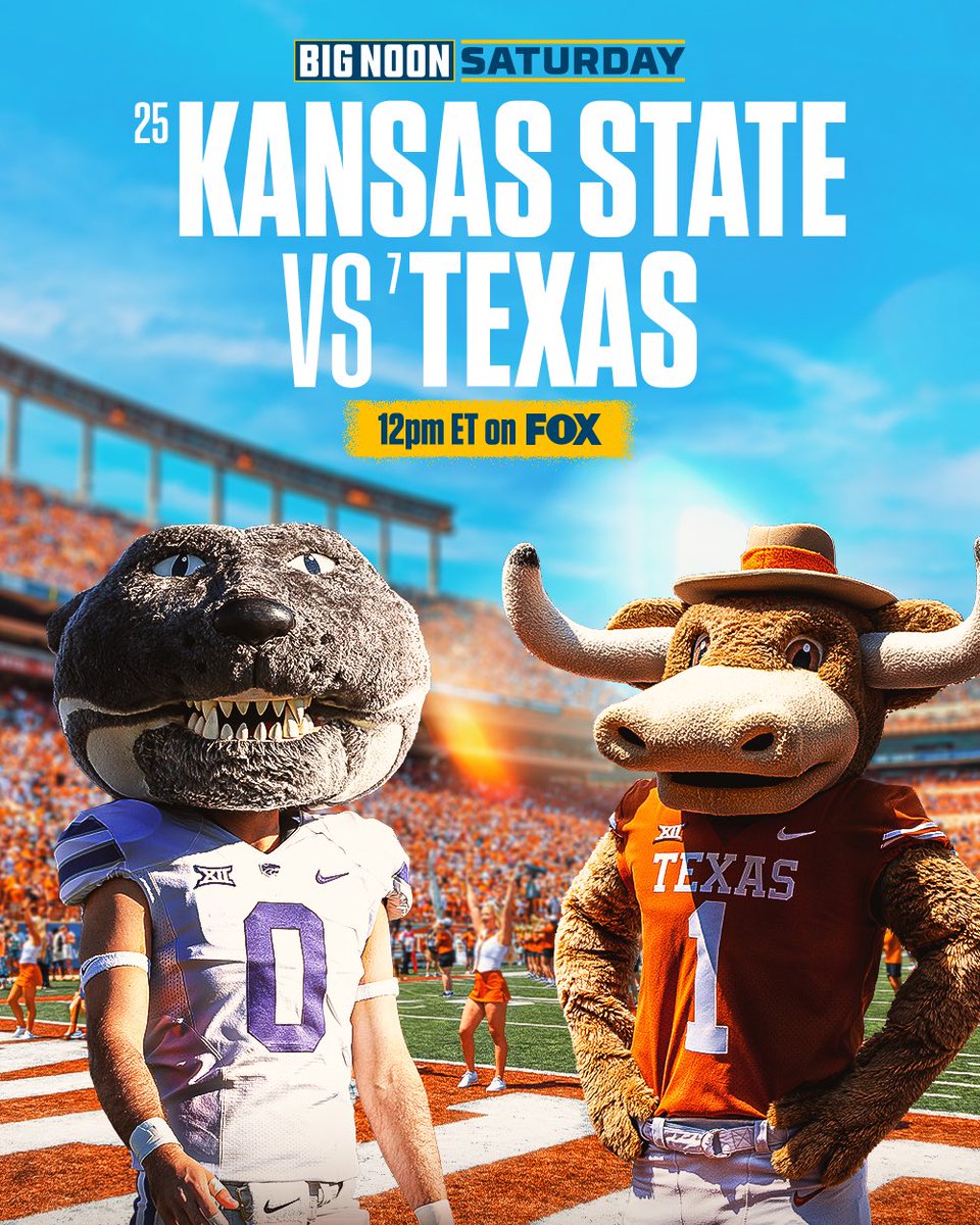 CFBONFOX's tweet photo. ✨ @BNKonFOX is going to be too fun tomorrow ✨

Who ya got- @KStateFB or @TexasFootball? 🤔 https://t.co/G6ROLsvqi6