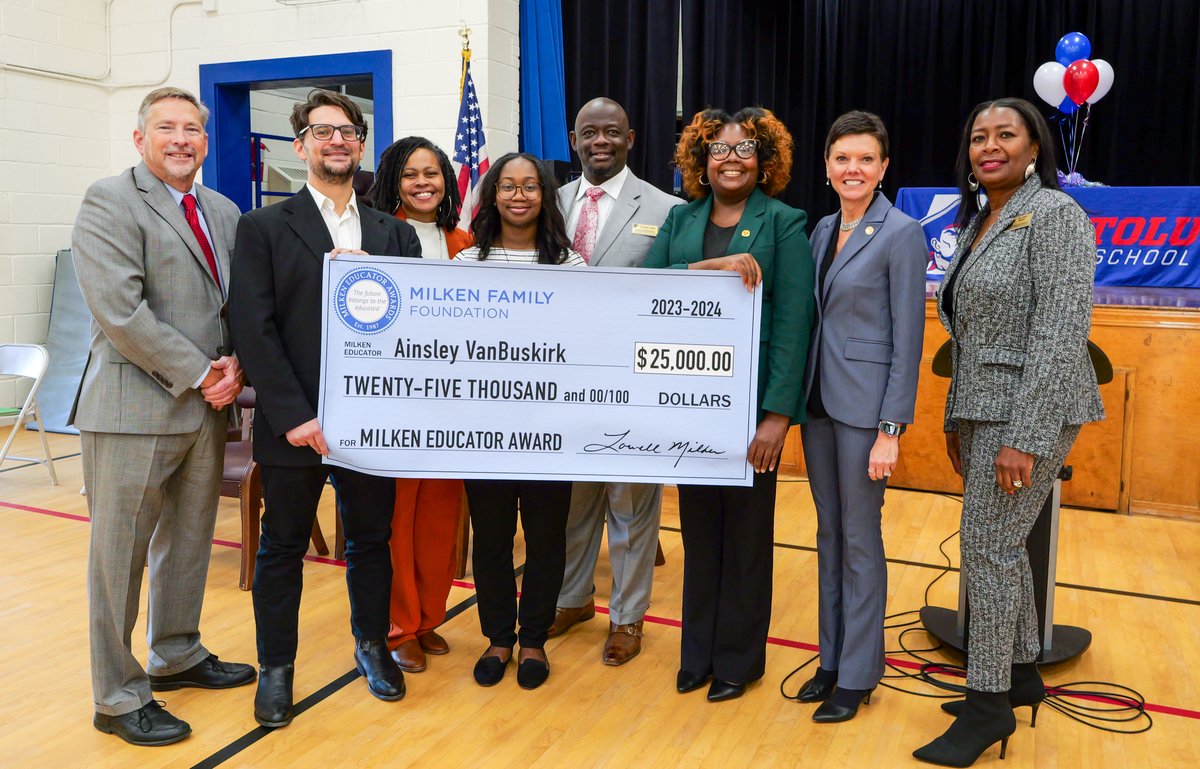 Congratulations to Ms. Ainsley VanBuskirk, a first grade teacher at Pactolus Global School, who garnered national accolades Friday with her selection as a <a href="/Milken/">Milken Family Fdn</a> Educator Awards recipient. 
MORE: bit.ly/3FJWjbX
