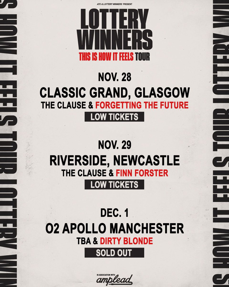 LotteryWinners's tweet photo. We’re very pleased to announce our openers for our tour!

It’s been a blast to listen to so much new music and we were totally overwhelmed with the response.

Thank you to @amplead for helping us with this! https://t.co/sb5bbsbBbW