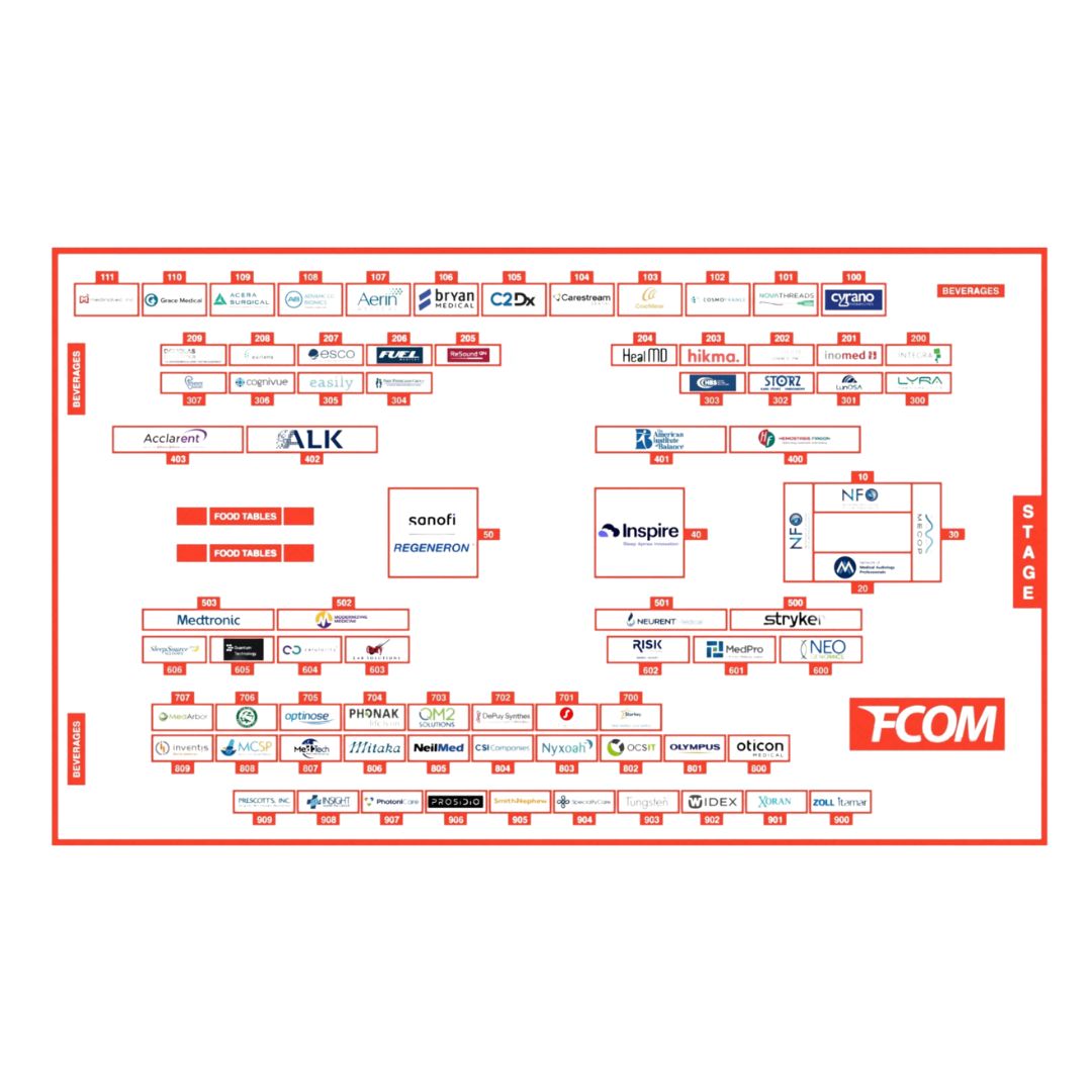 MedAudPro's tweet photo. We're looking forward to seeing you all this weekend - attached you will see FCOM 2023's booth site floor guide. #FCOM2023 https://t.co/kr63WL6HxF