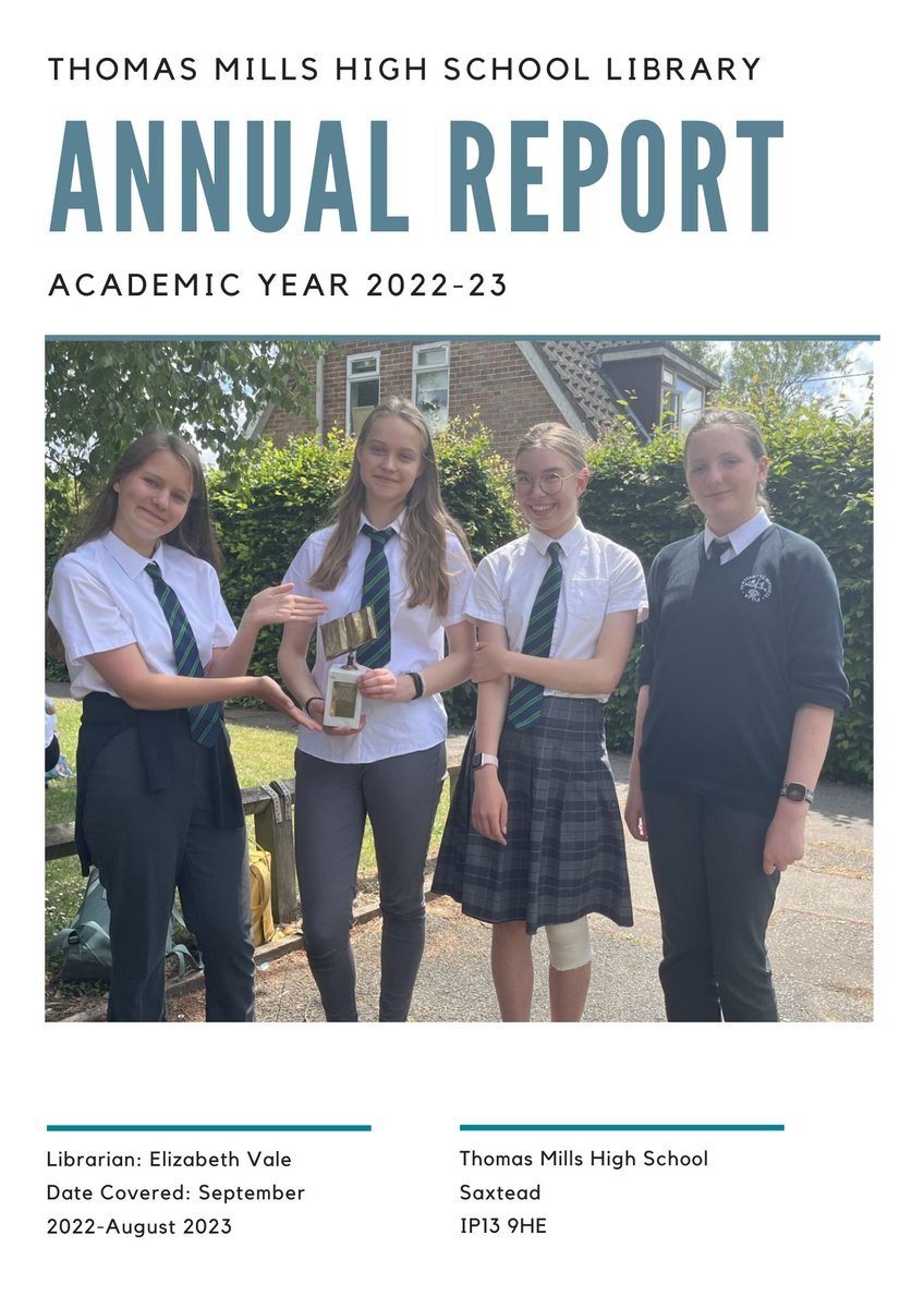 LibraryTmhs's tweet image. 😁📚📚I'm totally with @Elizabethutch on the importance of producing a library annual report. It's such a great way of celebrating all the year's #library achievements. 15 pages of work just completed and emailed out! #GreatSchoolLibraries 😄📚📚