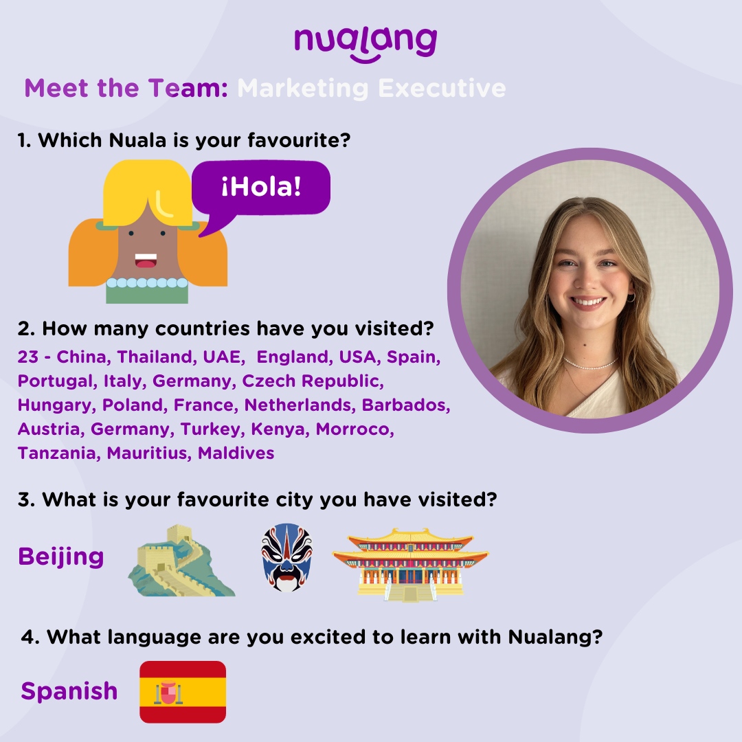 Meet Alison: Nualang's marketing maestro. Turning ideas into impact, one campaign at a time🌟

Thank you Alison for all your hard work and commitment👏🏽 

#meettheteam #nualang #marketing #edtech #langchat #mflchat #wlchat #teachertwitter #langtwt #mfltwitterati