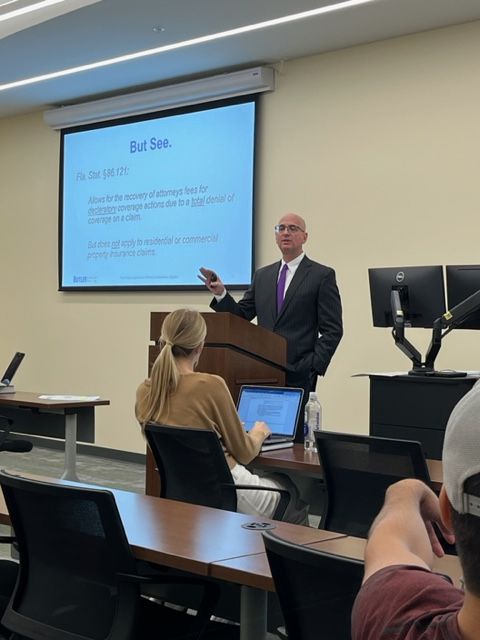 Managing Partner Scott Katz thanks Professor Peter Lake and all the Insurance Law students at Stetson University College of Law for the opportunity to speak about the Florida Legislature’s recent statutory reforms: butler.legal/managing-partn… #InsuranceLaw #insurancereform