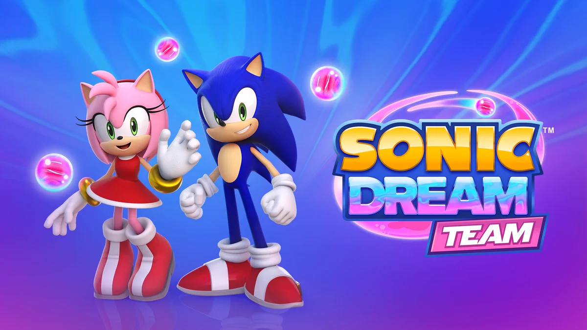Promotional image for Sonic Dream Team featuring Sonic and Amy.