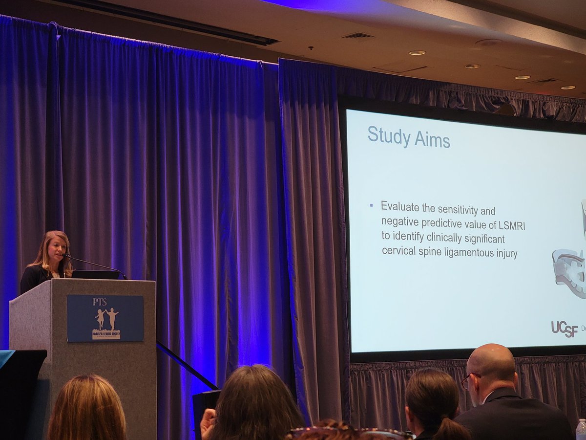 Aaron Jensen (@arjensenmd) on Twitter photo Another phenomenal <a href="/WesternPedSurg/">Western Pediatric Surgery Research Consortium</a> presentation by <a href="/C_Melhado/">Caroline Melhado</a> at <a href="/PediTraumaSoc/">Pediatric Trauma Soc</a>. Limited sequence MRI of the c-spine is a reliable screening exam to rule out unstable ligamentous injury in kids after blunt injury. #PTS2023 <a href="/UCSFSurgery/">UCSF Surgery</a> <a href="/UCSFBenioffOAK/">UCSFChildrensOakland</a> <a href="/UCSFGSResidency/">UCSF GS Residency</a> Another phenomenal <a href="/WesternPedSurg/">Western Pediatric Surgery Research Consortium</a> presentation by <a href="/C_Melhado/">Caroline Melhado</a> at <a href="/PediTraumaSoc/">Pediatric Trauma Soc</a>. Limited sequence MRI of the c-spine is a reliable screening exam to rule out unstable ligamentous injury in kids after blunt injury. #PTS2023 <a href="/UCSFSurgery/">UCSF Surgery</a> <a href="/UCSFBenioffOAK/">UCSFChildrensOakland</a> <a href="/UCSFGSResidency/">UCSF GS Residency</a>