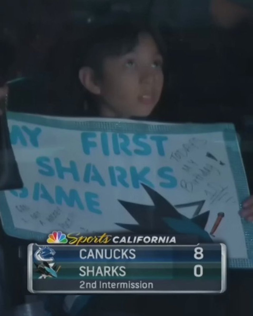 Dybi34's tweet photo. Hey, @Canucks I’m pretty sure we ruined this kid’s birthday. Can you find him and make him a Canucks fan please? 🙏 #Canucks #Sharks #FirstNHLgame #Birthday https://t.co/XGwrp4mNfj