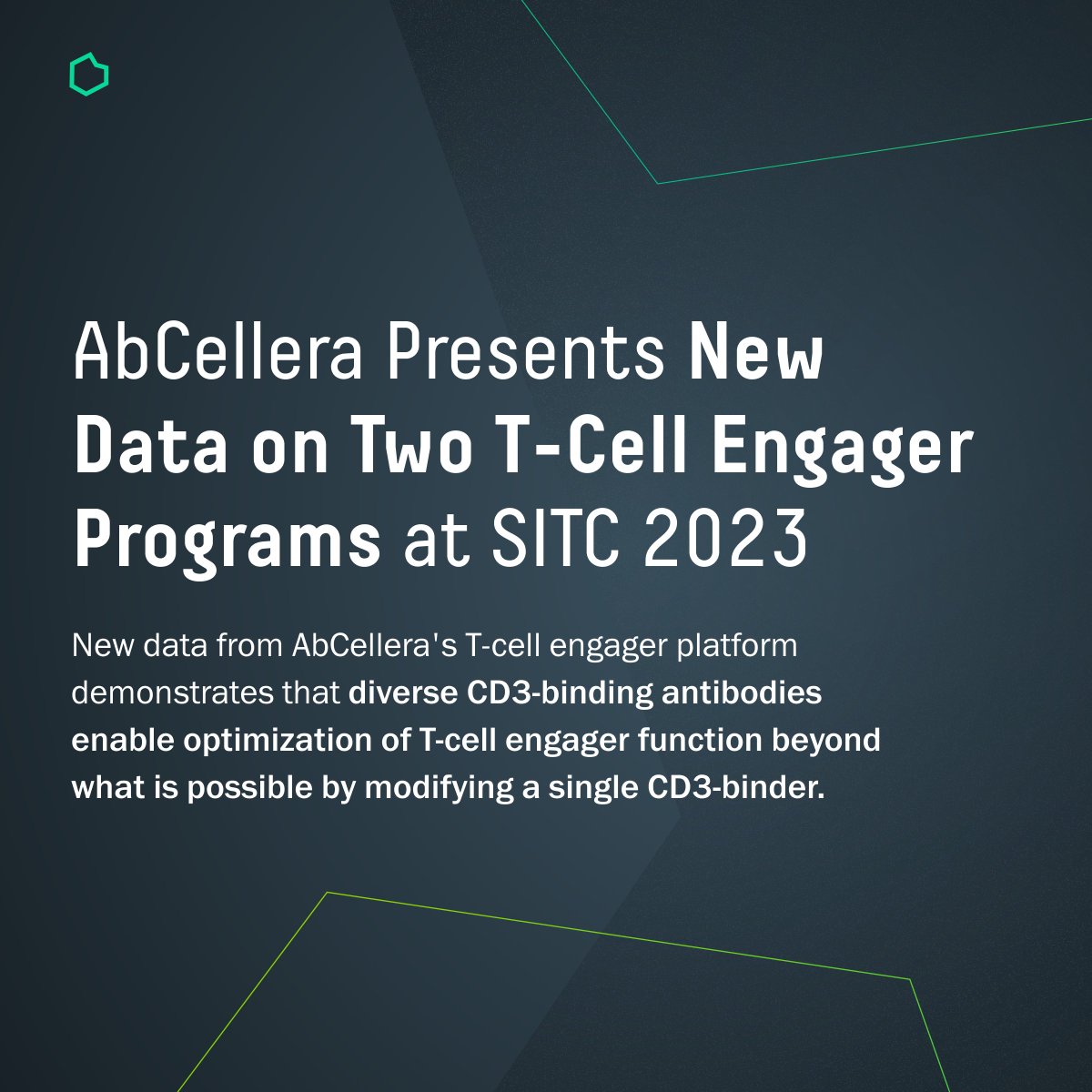 AbCellera Presents New Data on Two T-Cell Engager Programs at SITC 2023 ow.ly/wInv50Q412j