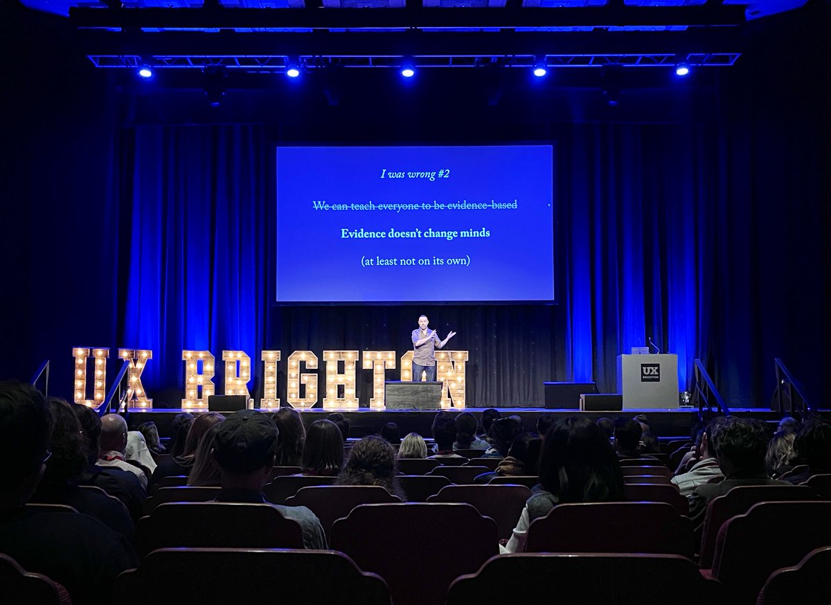 I wish someone had told me this 15 years ago 😭 

“Evidence doesn’t change minds” ♥️

#UX #UXBrighton