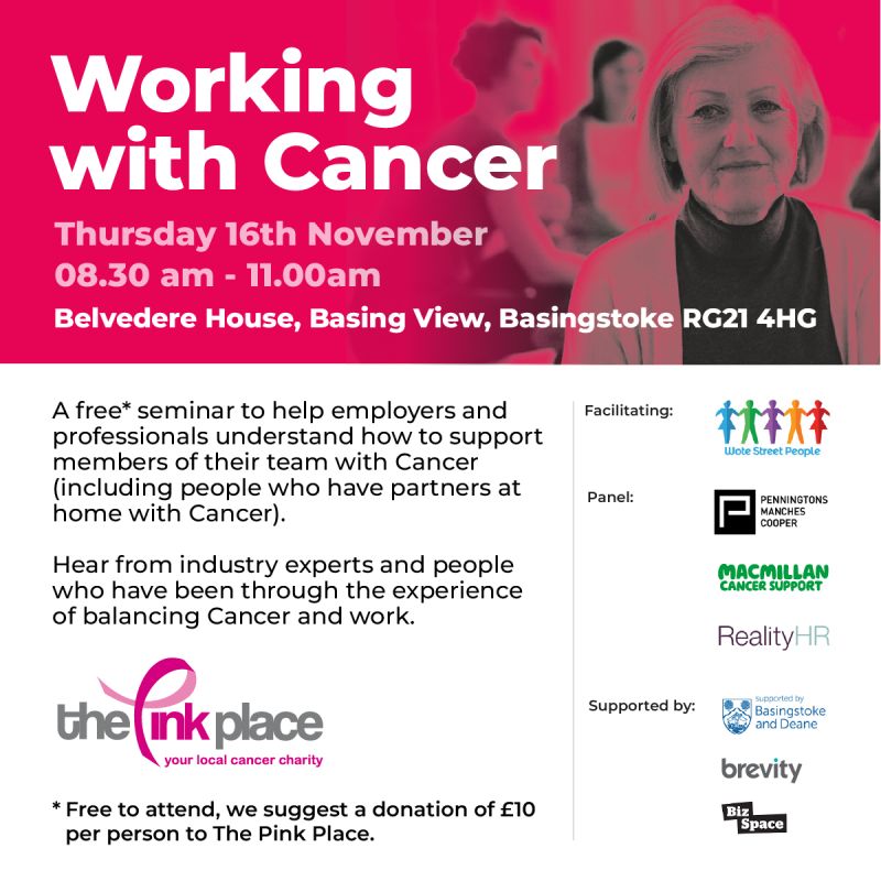 Want to know more about how to help your employees who may be going through Cancer, book for our FREE seminar Thurs 16th Nov @BizSpaceUK Basingstoke
Facilitated by @WoteStreet with expert panel from @Penningtonslaw & @realityhruk & real life stories
Book: bit.ly/3QaIqs5