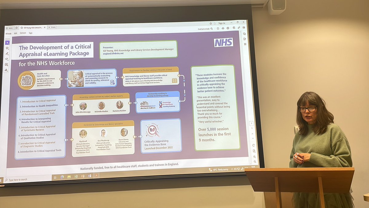 Last but certainly not least is Gil Young from <a href="/NHSEngland/">NHS England</a> with her eposter on developing a critical appraisal e-learning package #ICLC23
