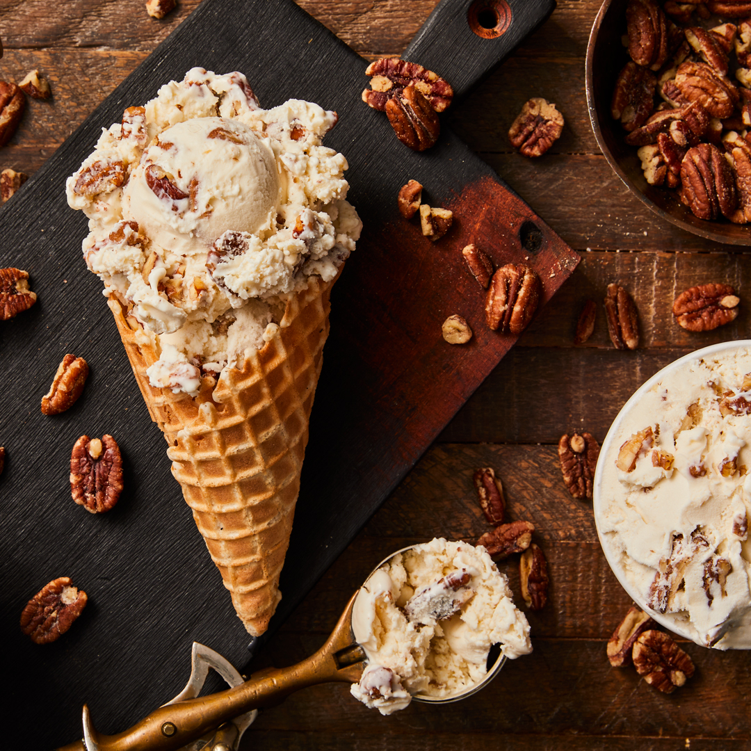 It’s buttery, nutty and a fall fave! Our homemade Butter Pecan ice cream is made with whole pecans in every scoop.  😋 Because our ice cream is made fresh daily, flavor availability varies by location. 

#brusters #brustersicecream