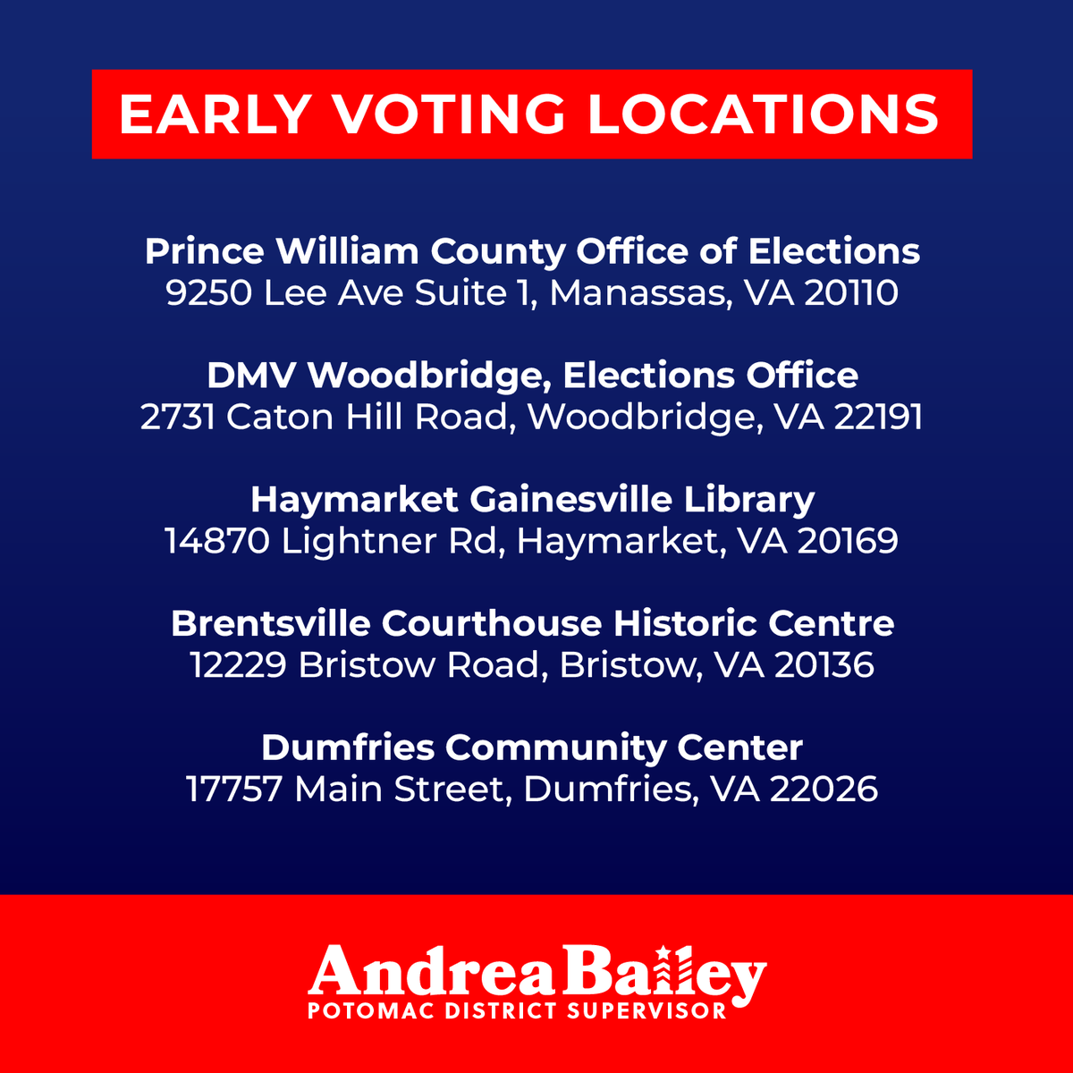 🚨🚨 LAST DAY TO EARLY VOTE🚨🚨

Tomorrow is the last day to Early Vote, and I need your vote if I'm going to be successful on Election Day.

You can vote from 8:30 AM - 5:00 PM.
1/2