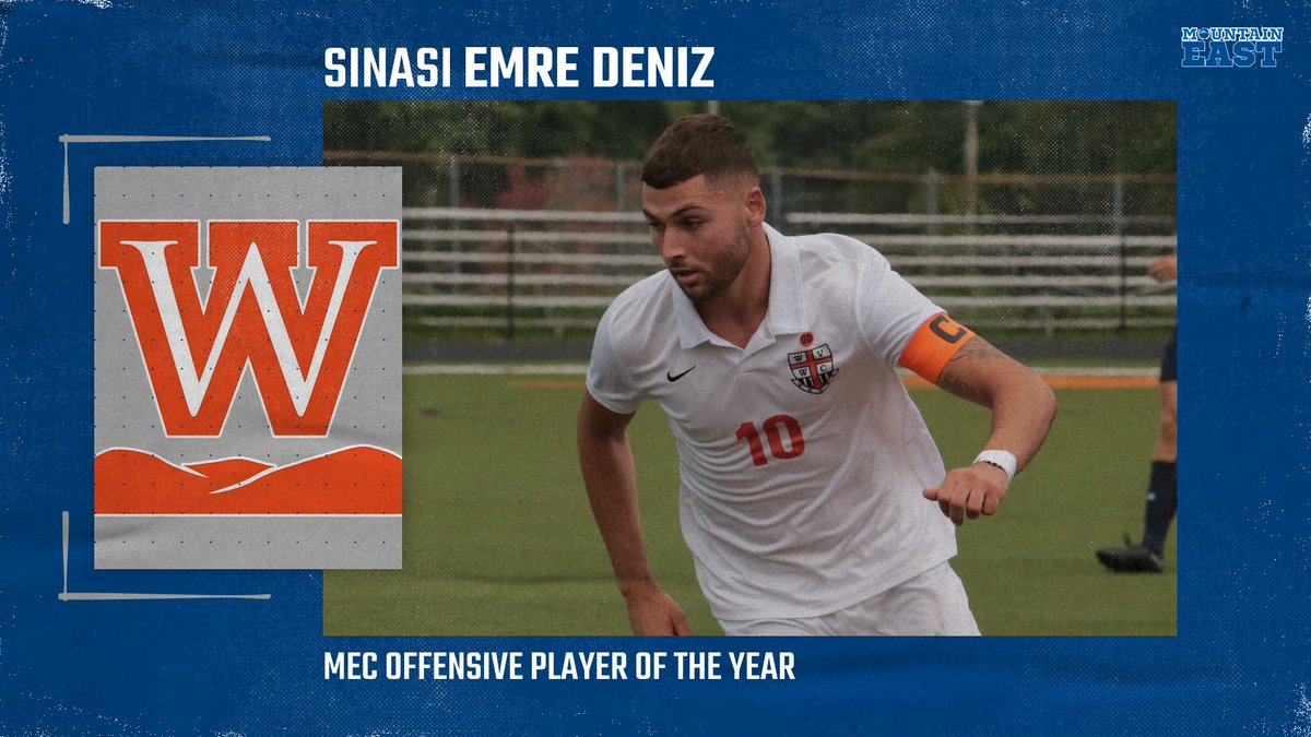 West Virginia Wesleyan's Sinasi Emre Deniz has been named the 2023 MEC Men's Soccer Offensive Player of the Year! Deniz tied for the league lead in points (23) and goals (10) this season.