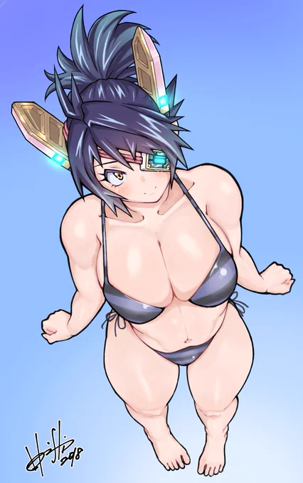 #みんなのハイアングル見せてくれ アオリアングル絵より圧倒的に少ない、描かねば(昔の水着天龍さん)