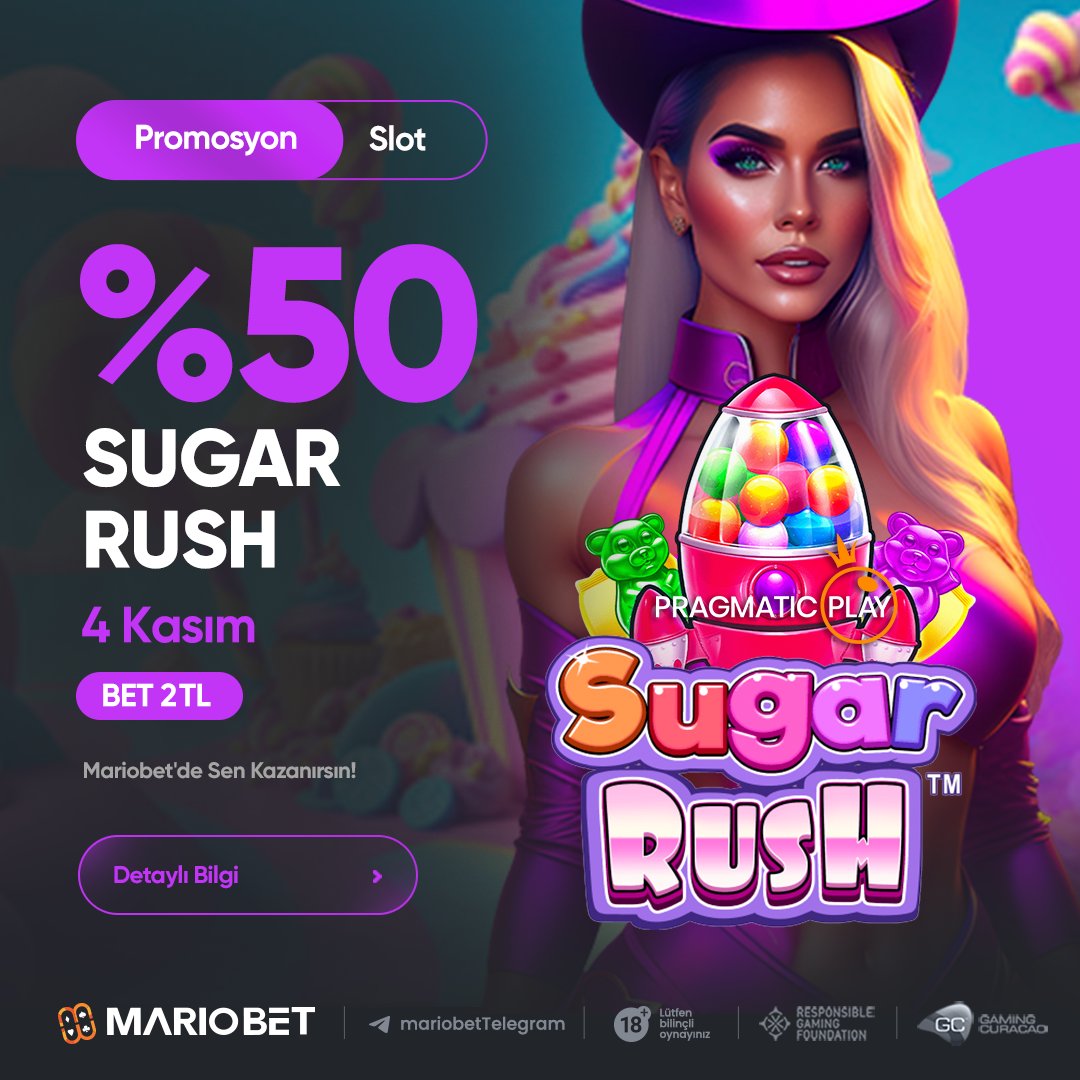 Mariobet'te %50 Sugar Rush  Yatırım Bonusu

🪖2 SAAT SONRA ''Sugar Rush'' %50 BONUS!!

❗️%50 Freespin Pragmatic Play bonus kazançları 3D Slots alanında gerçekleştirilen oyunlarda Sende kazan!