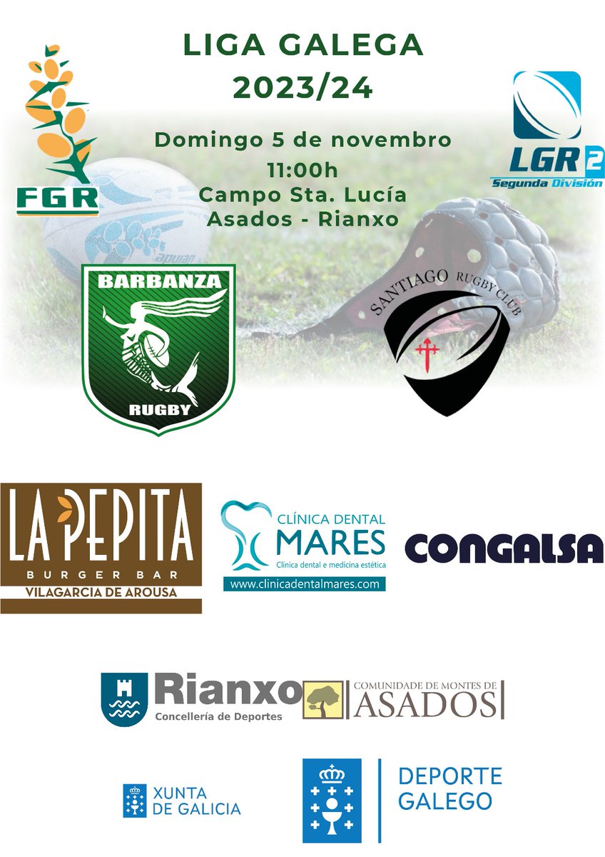 Axenda da fin de semana
Domingo 5, as 11 partido contra <a href="/RugbySantiago/">Santiago Rugby Club</a> 

<a href="/RugbyGalicia/">Galicia Rugby</a>