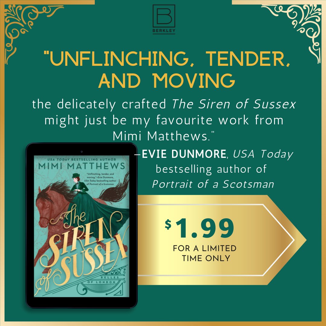 THE SIREN OF SUSSEX is only $1.99 for a limited time! This is the first book in my Belles of London series about four bold Victorian equestriennes who find love in 1860s London. If you haven't read it yet, now's your chance! ❤️🐎📚penguinrandomhouse.com/books/675739/t…