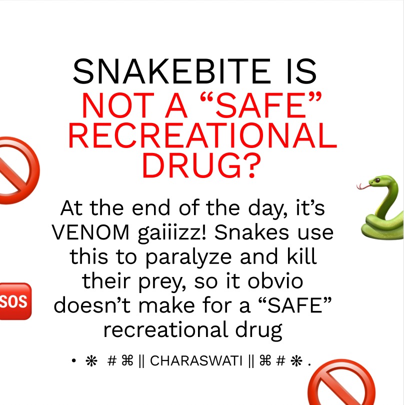 tarinidixit's tweet photo. Snake Venom is NOT a safe recreational drug. https://t.co/MbNI0si10t