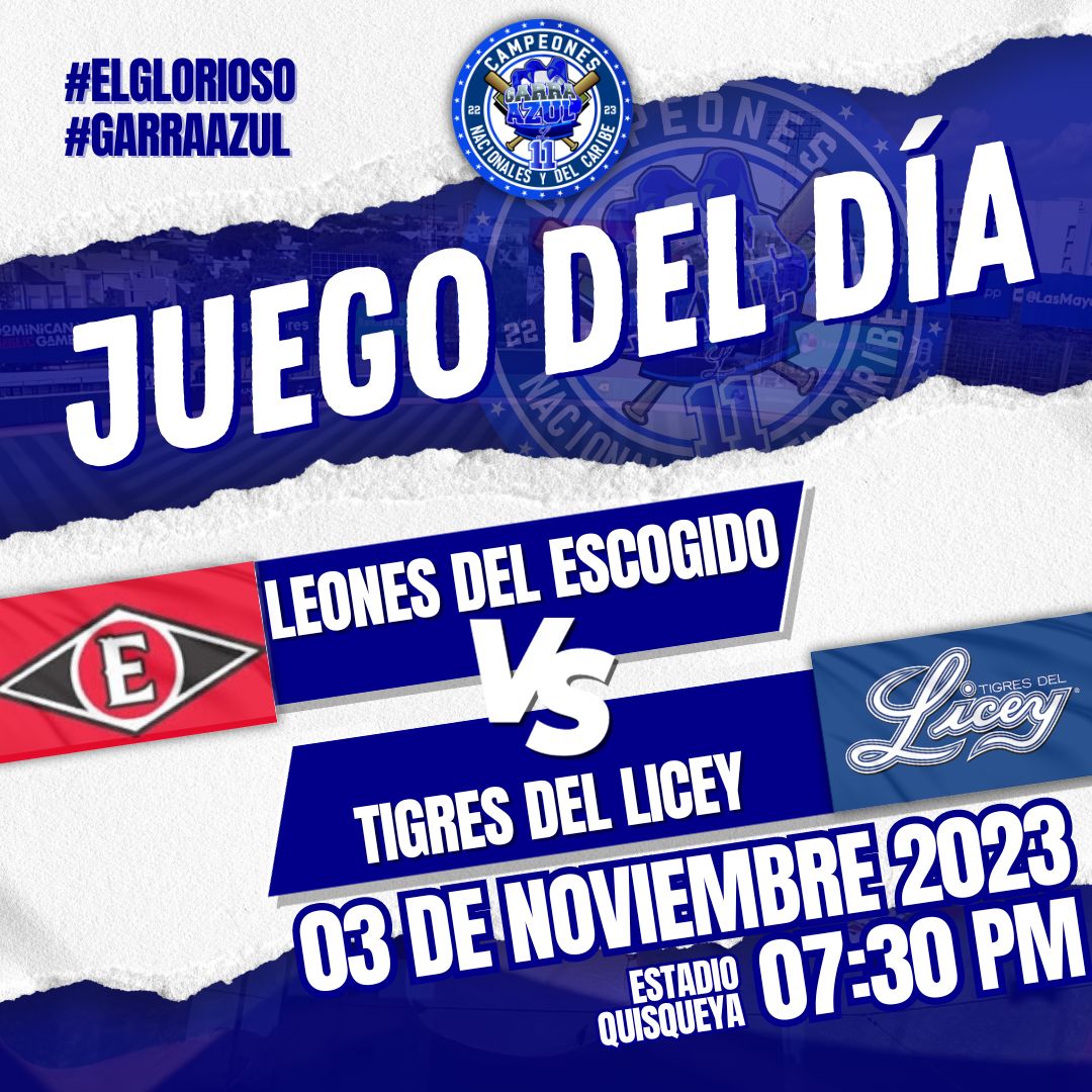 GarraAzulLicey's tweet photo. ¡Duelo capitaleño!
Los Campeones Nacionales y del Caribe reciben la visita de los Leones del Escogido, partido pautado para iniciar 7:30PM. Vamo' allaaaa @TigresdelLicey
#LiceyCampeon #LEvsTL #ReyesdelCaribe https://t.co/pFH8vnVmgC